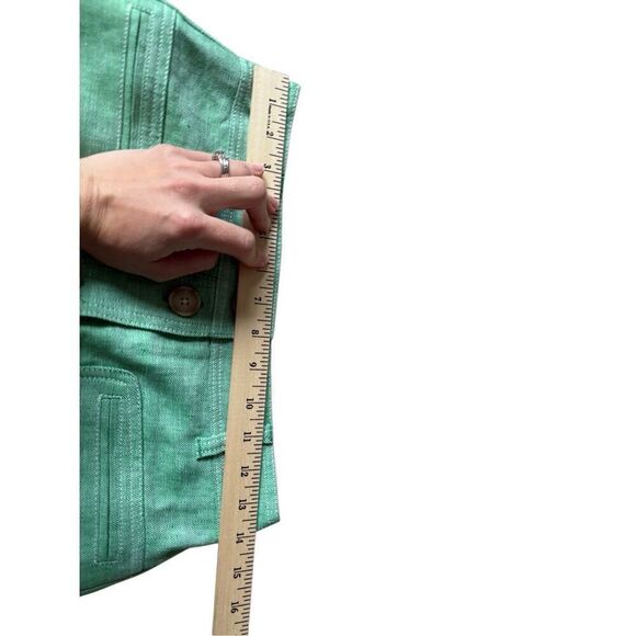 J.Crew Button-front skirt linen Blend Size 2 Green NO BELT - Picture 7 of 10